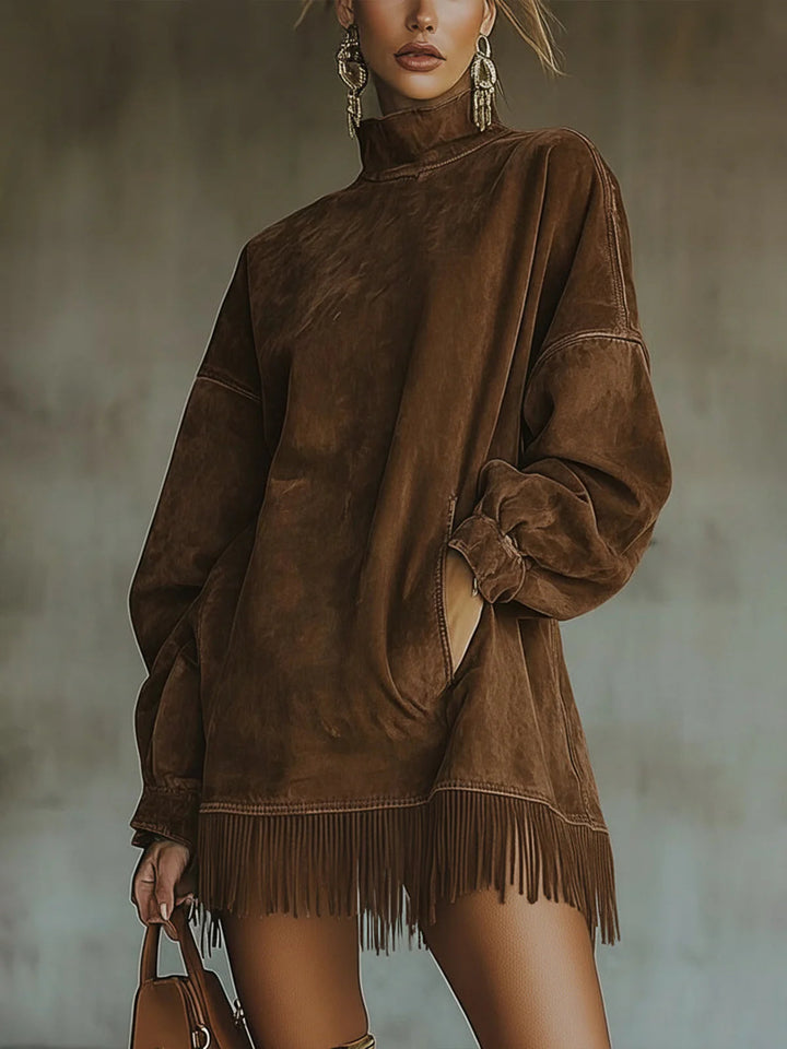 Gabrielle | High-Neck Fringed Dress