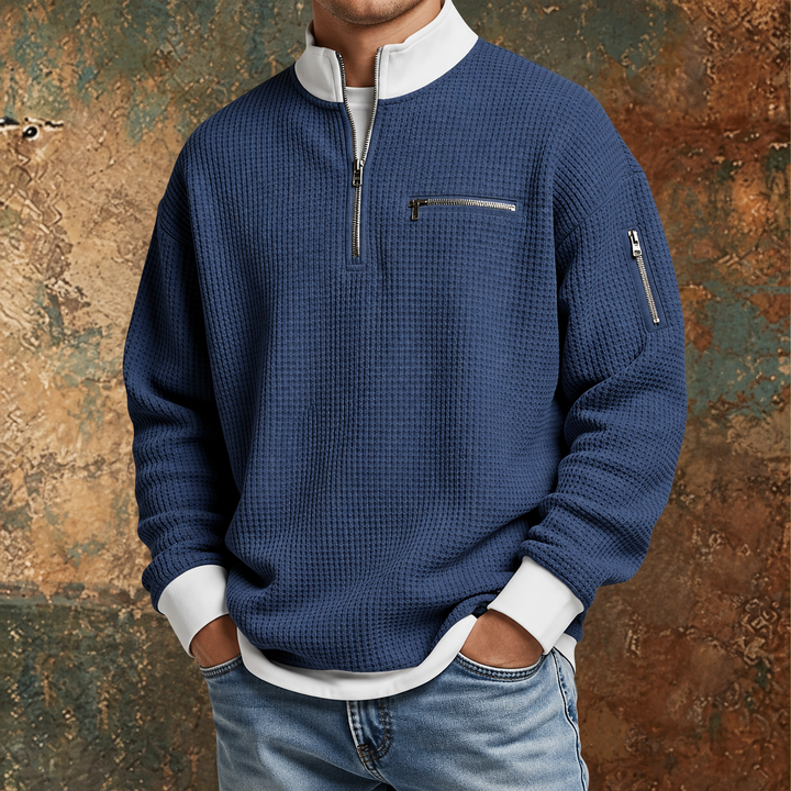 Men's Jumper | Waffle-Knit Half-Zip Jumper