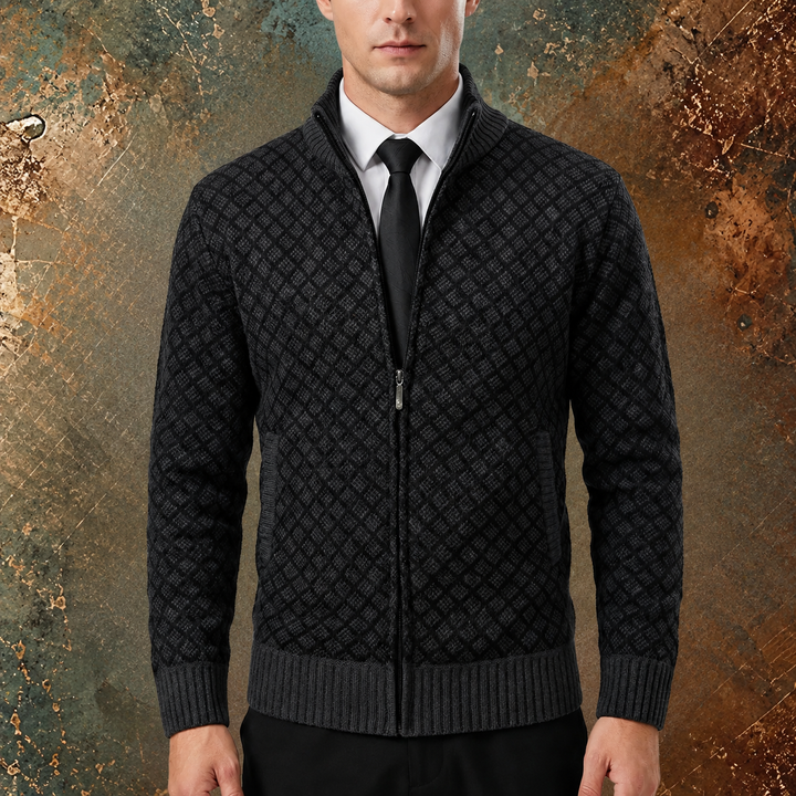 Men's Knitted Jumper | Zip-Up High-Neck Knitted Cardigan