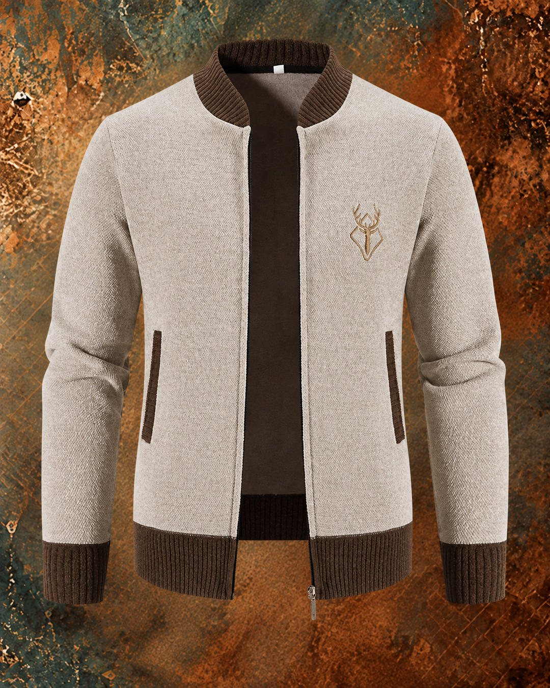 Pieter | Men's Knitted Cardigan with Autumn Detail