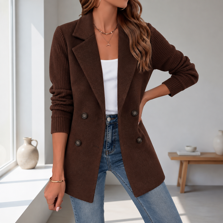 Women's Blazer with Knitted Sleeves — Elegant and Warm