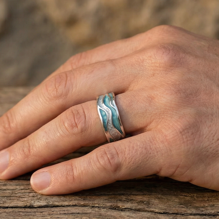 Silver Turquoise Wave Ring