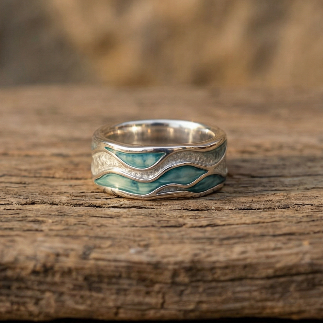 Silver Turquoise Wave Ring