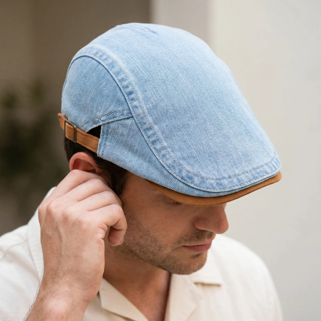 Men's Flat Cap | Retro Denim Cap