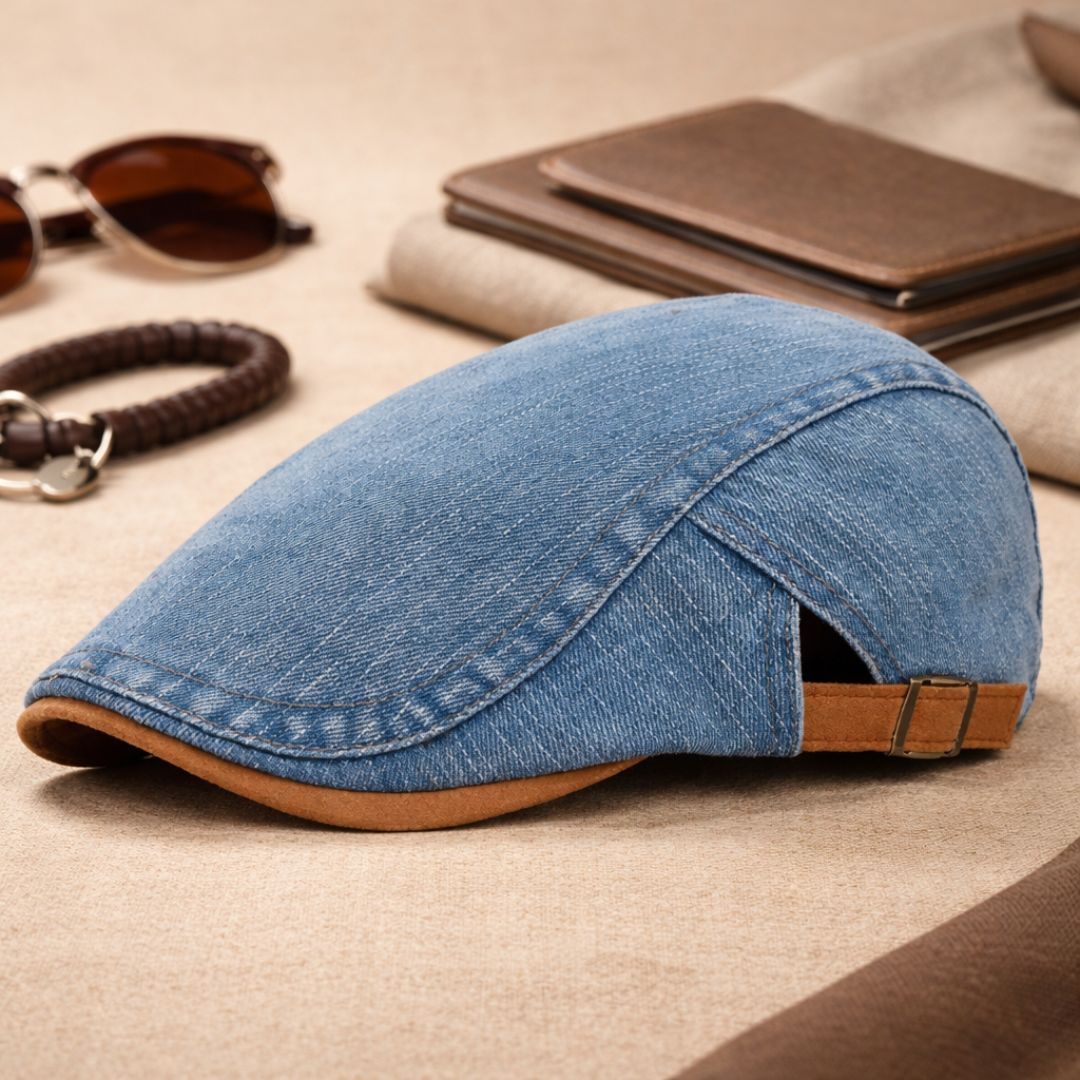 Men's Flat Cap | Retro Denim Cap