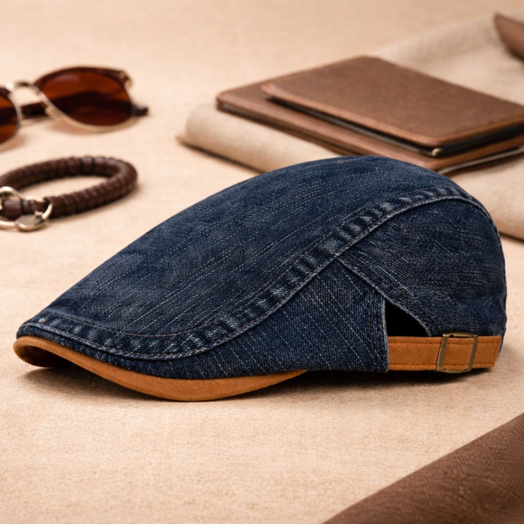 Men's Flat Cap | Retro Denim Cap
