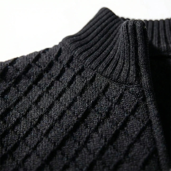 Men's Knitted Jumper | Zip-Up High-Neck Knitted Cardigan