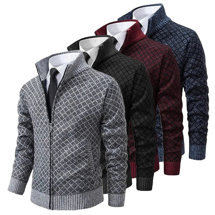 Men's Knitted Jumper | Zip-Up High-Neck Knitted Cardigan