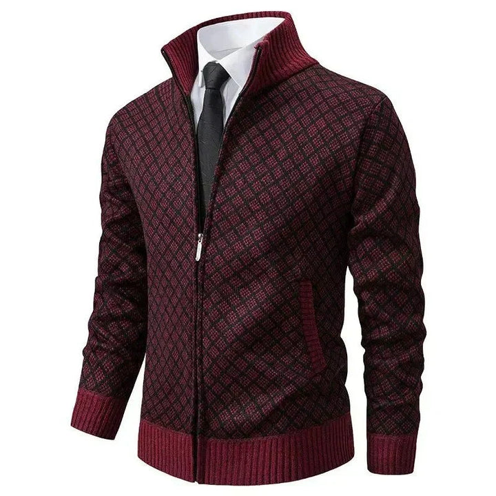 Men's Knitted Jumper | Zip-Up High-Neck Knitted Cardigan