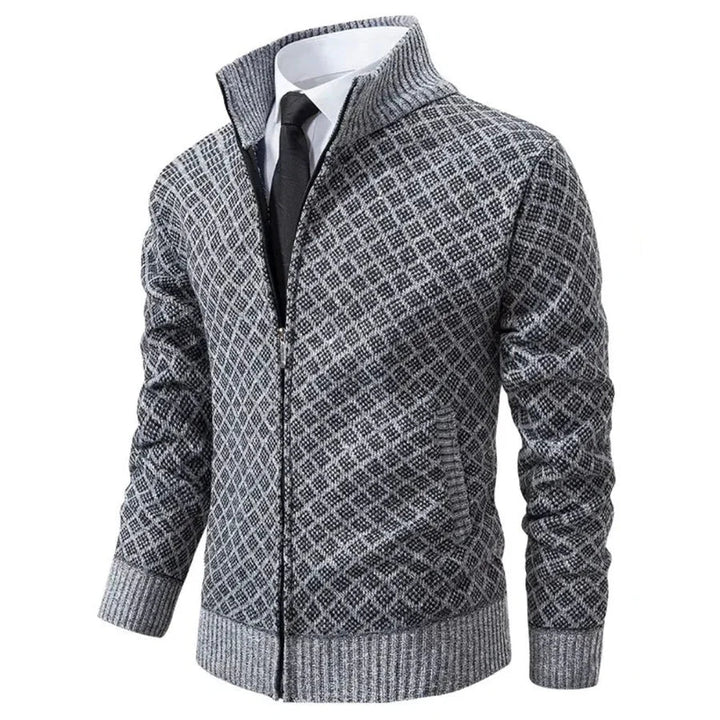 Men's Knitted Jumper | Zip-Up High-Neck Knitted Cardigan