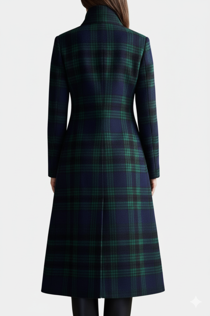 Rébecca | Fitted Mid-Length Check Coat