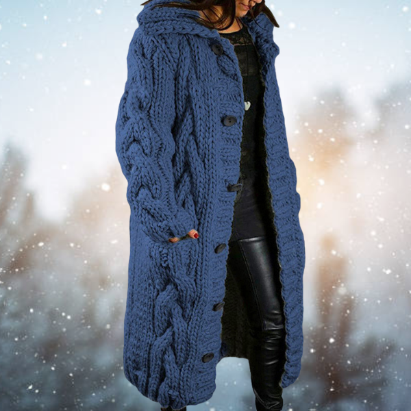 Sjoukje | Long Cable-Knit Hooded Cardigan