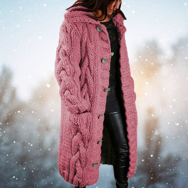 Sjoukje | Long Cable-Knit Hooded Cardigan