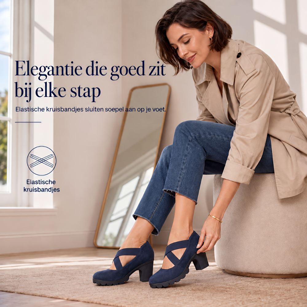 Mary Jane-Style Shoes with Cross Straps, Block Heel & Grip Sole
