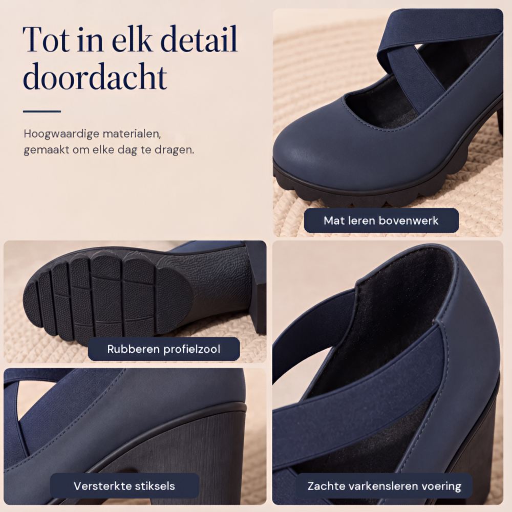 Mary Jane-Style Shoes with Cross Straps, Block Heel & Grip Sole