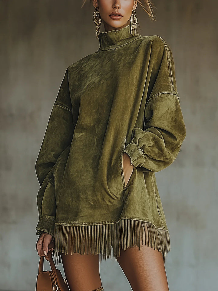 Gabrielle | High-Neck Fringed Dress