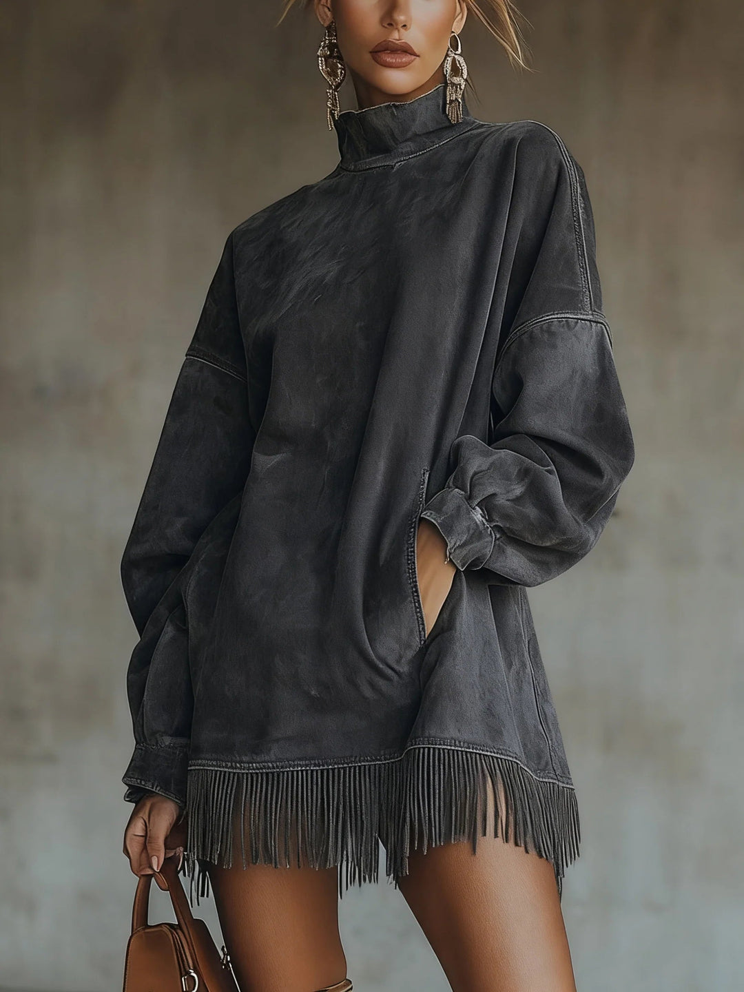 Gabrielle | High-Neck Fringed Dress