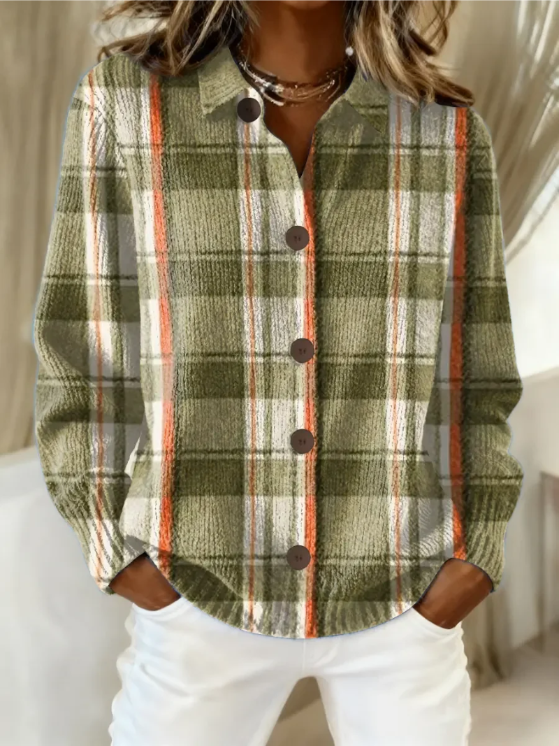 Josien | Olive Check Button Cardigan