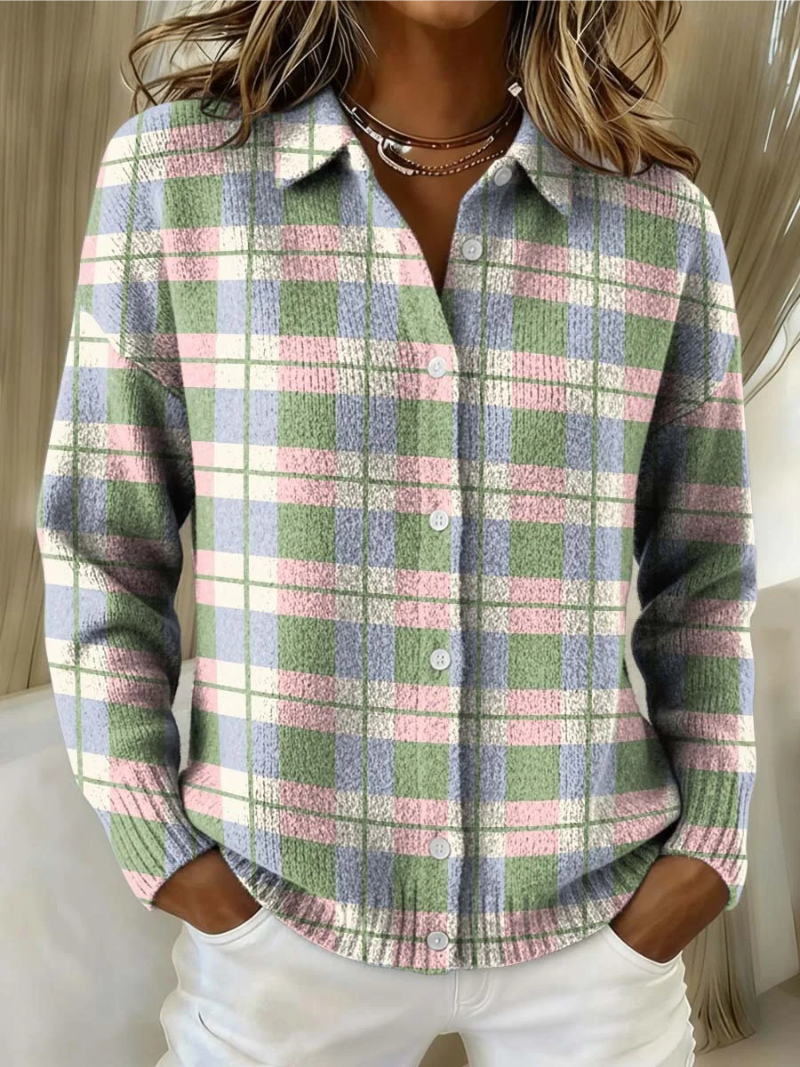 Suzanne | Pastel Check Button Cardigan