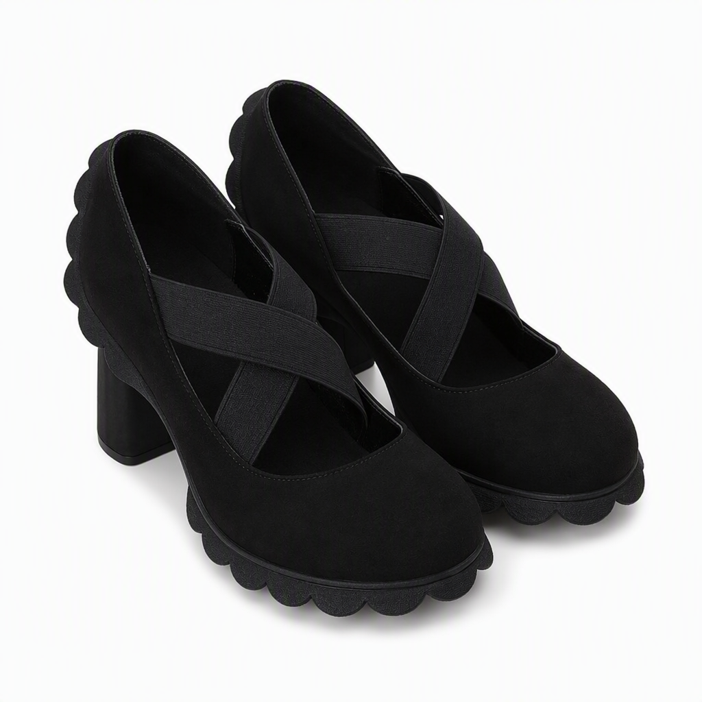 Mary Jane-Style Shoes with Cross Straps, Block Heel & Grip Sole