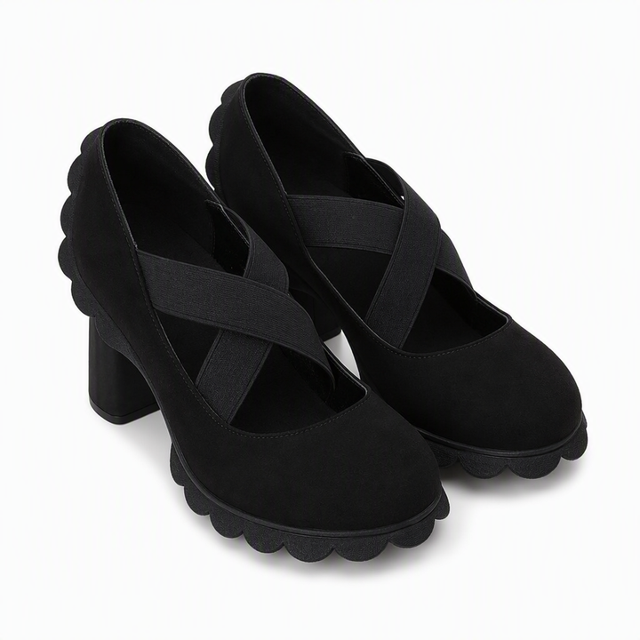 Mary Jane-Style Shoes with Cross Straps, Block Heel & Grip Sole