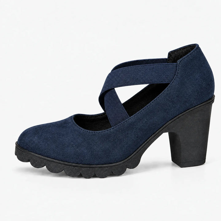 Mary Jane-Style Shoes with Cross Straps, Block Heel & Grip Sole