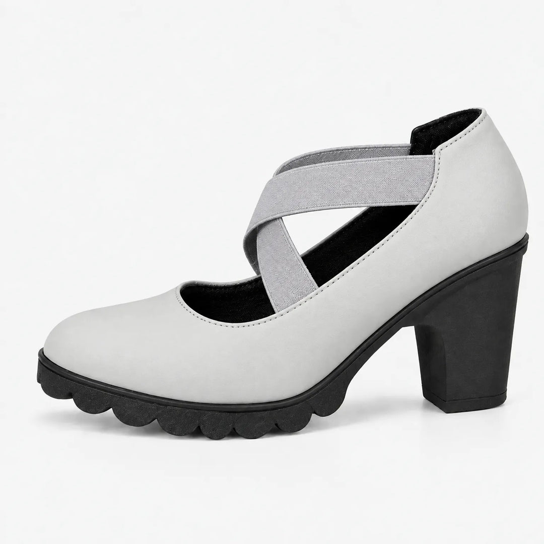 Mary Jane-Style Shoes with Cross Straps, Block Heel & Grip Sole