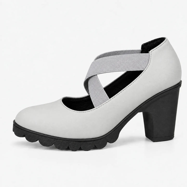 Mary Jane-Style Shoes with Cross Straps, Block Heel & Grip Sole