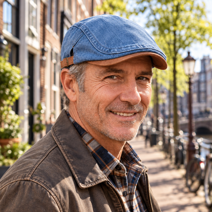 Men's Flat Cap | Retro Denim Cap