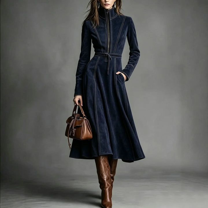 Lisa | Elegant Suede Winter Dress