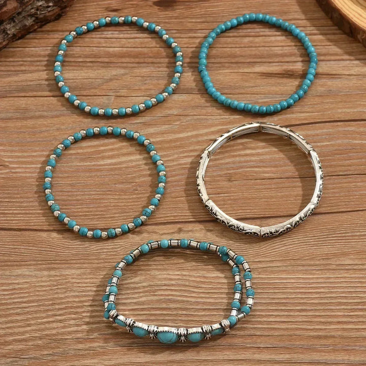 Mirella Boho Turquoise Bead Bracelet Set