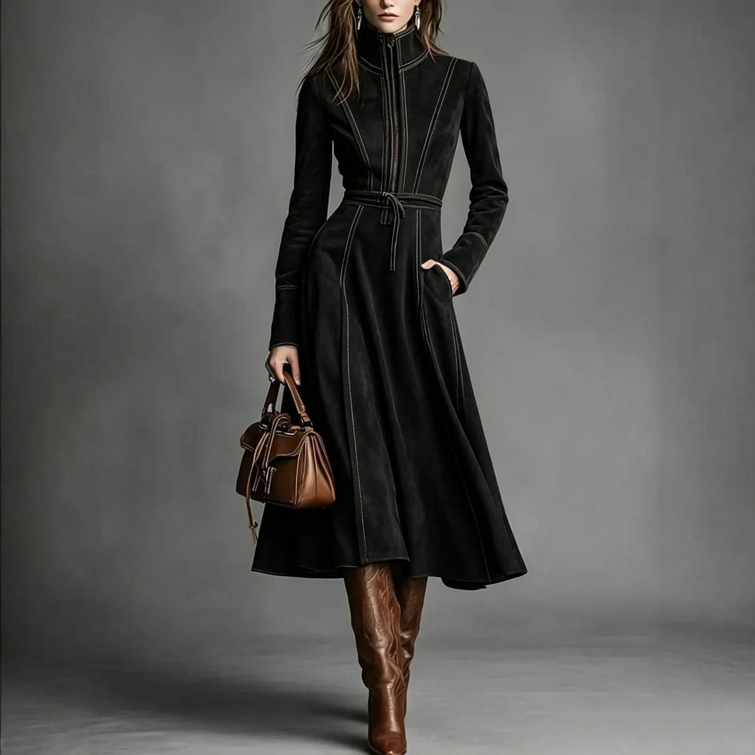 Lisa | Elegant Suede Winter Dress