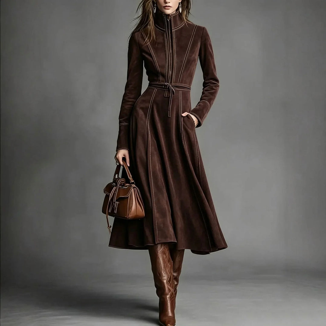 Lisa | Elegant Suede Winter Dress