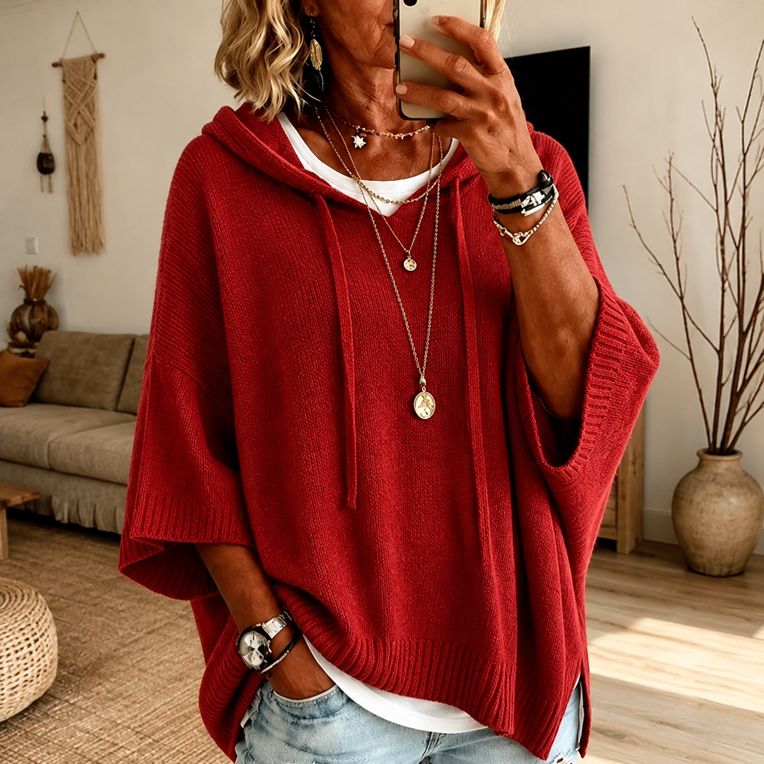 Claire – Red Poncho Jumper