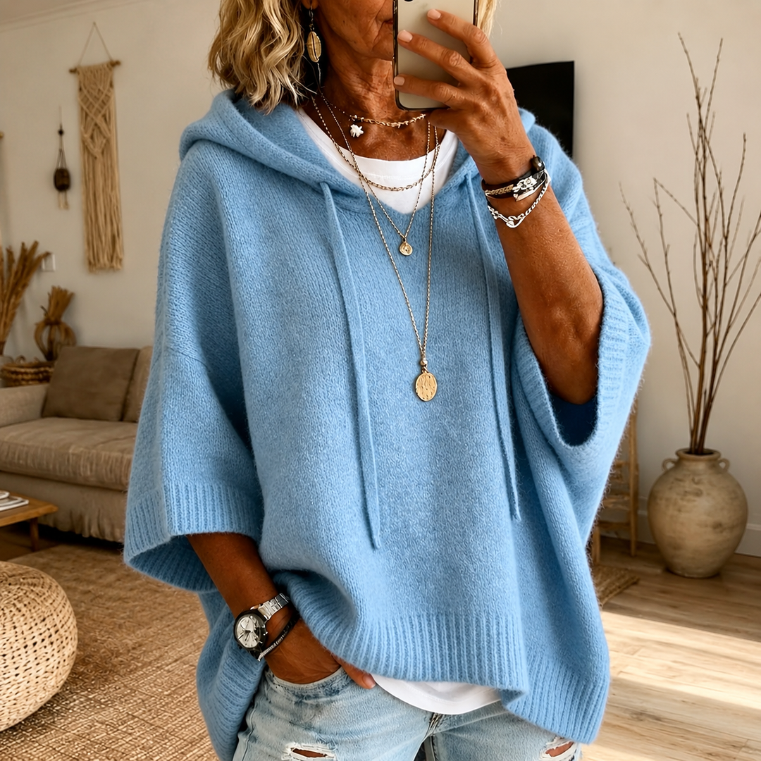 Lea – Light Blue Poncho Jumper
