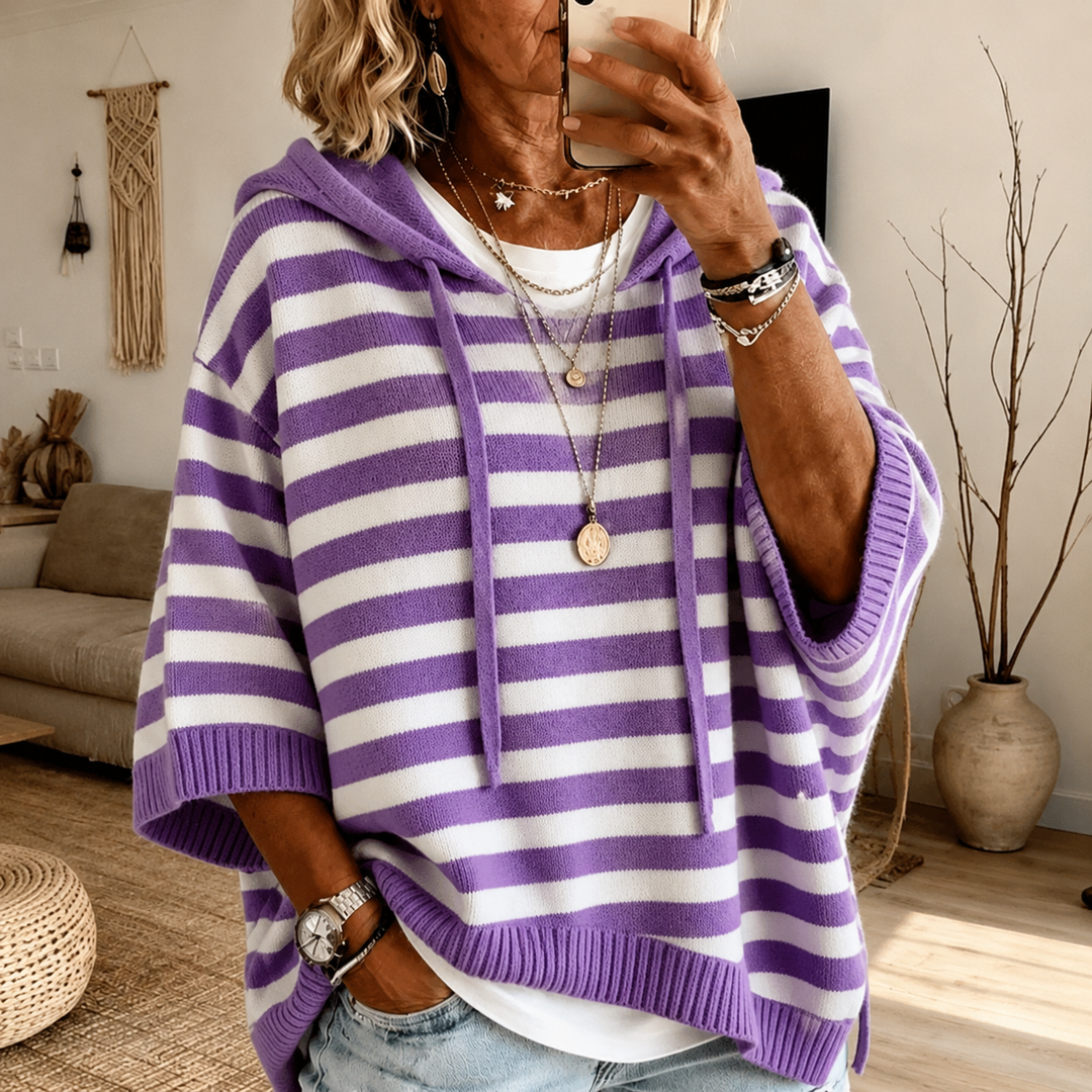 Anais – Purple Striped Poncho Jumper