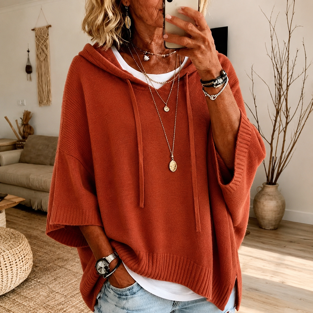 Oceane – Terracotta Poncho Jumper