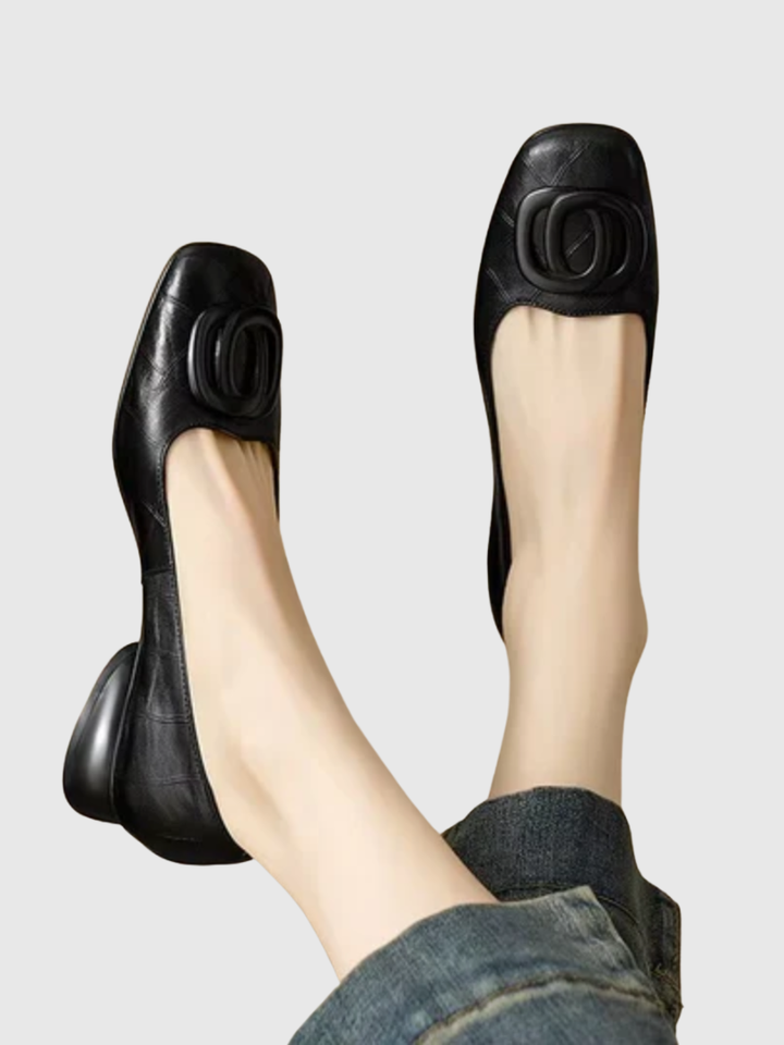 Margot Square-Toe Leather Ballerinas