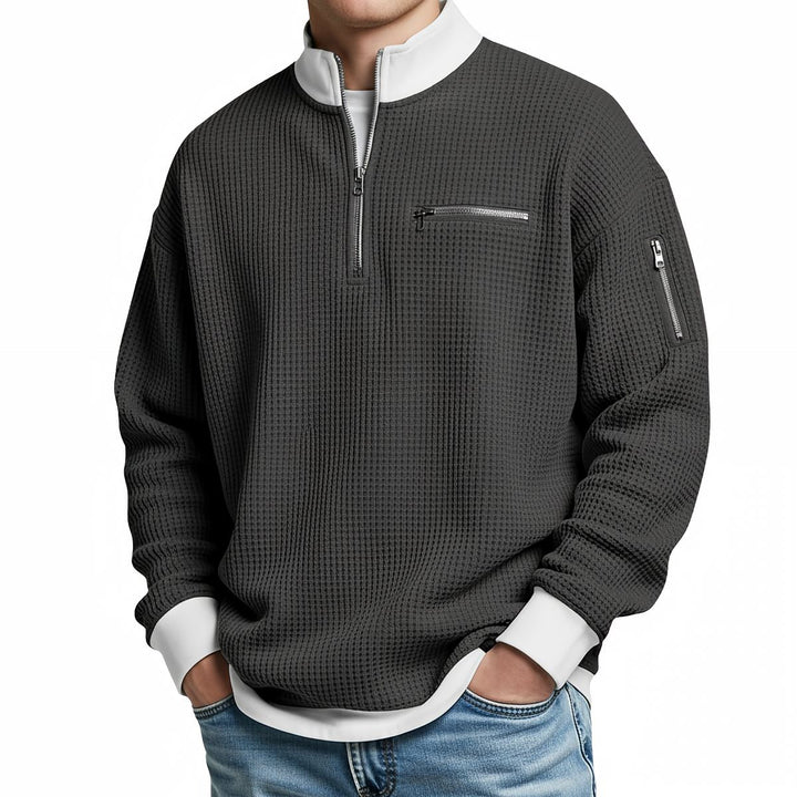 Men's Jumper | Waffle-Knit Half-Zip Jumper