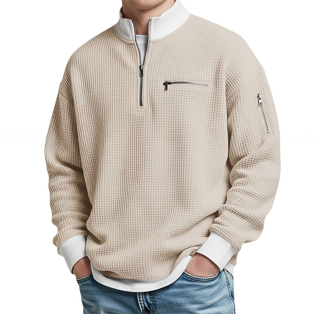 Men's Jumper | Waffle-Knit Half-Zip Jumper