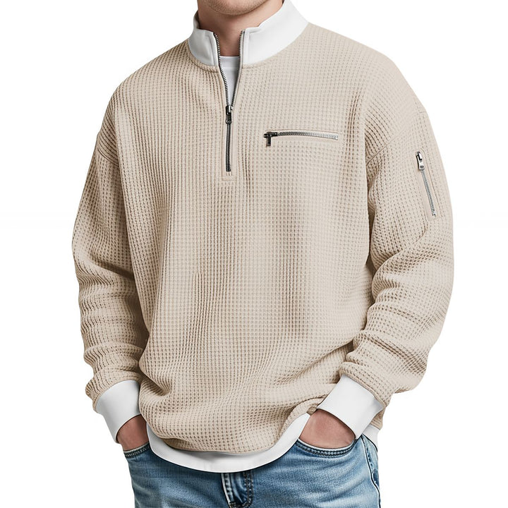 Men's Jumper | Waffle-Knit Half-Zip Jumper