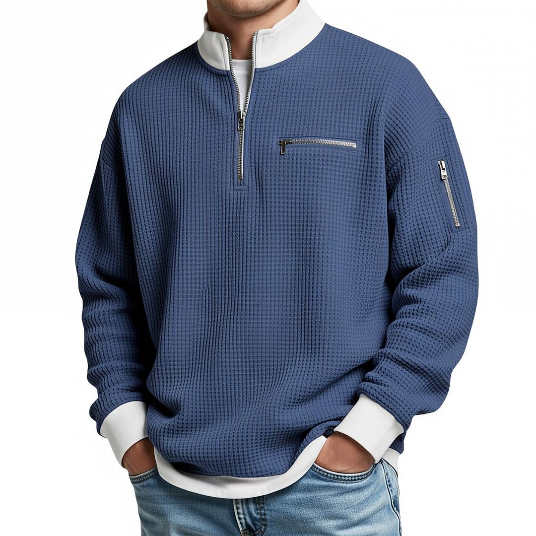 Men's Jumper | Waffle-Knit Half-Zip Jumper