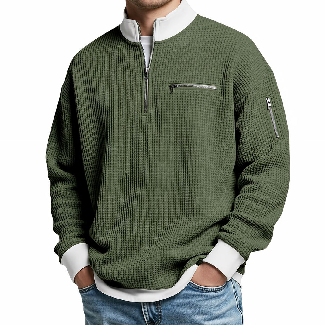 Men's Jumper | Waffle-Knit Half-Zip Jumper