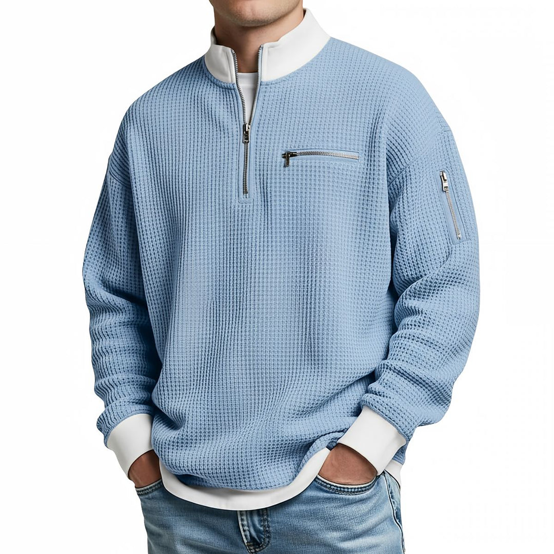 Men's Jumper | Waffle-Knit Half-Zip Jumper