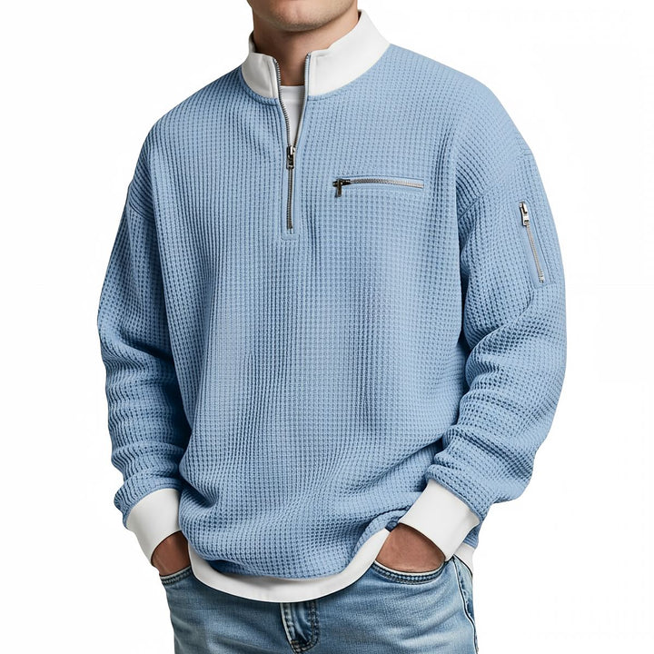 Men's Jumper | Waffle-Knit Half-Zip Jumper