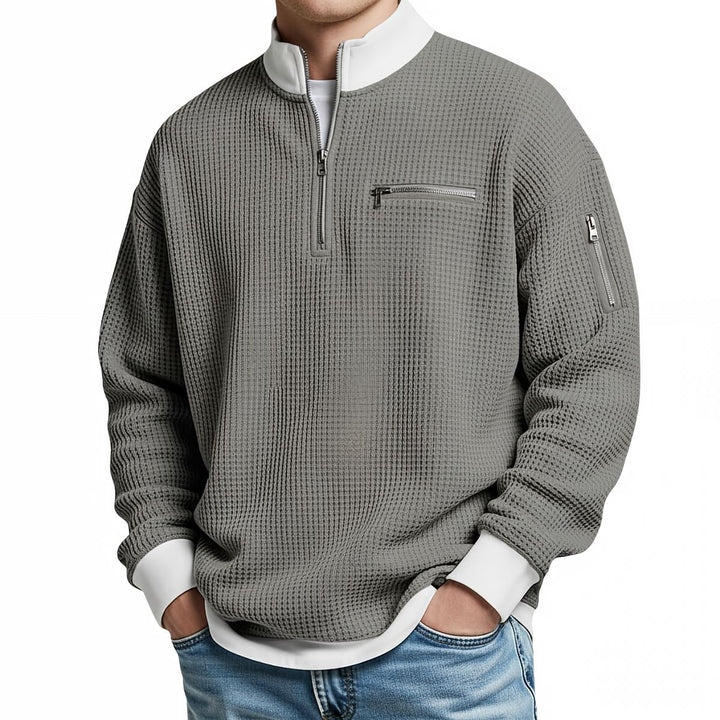 Men's Jumper | Waffle-Knit Half-Zip Jumper