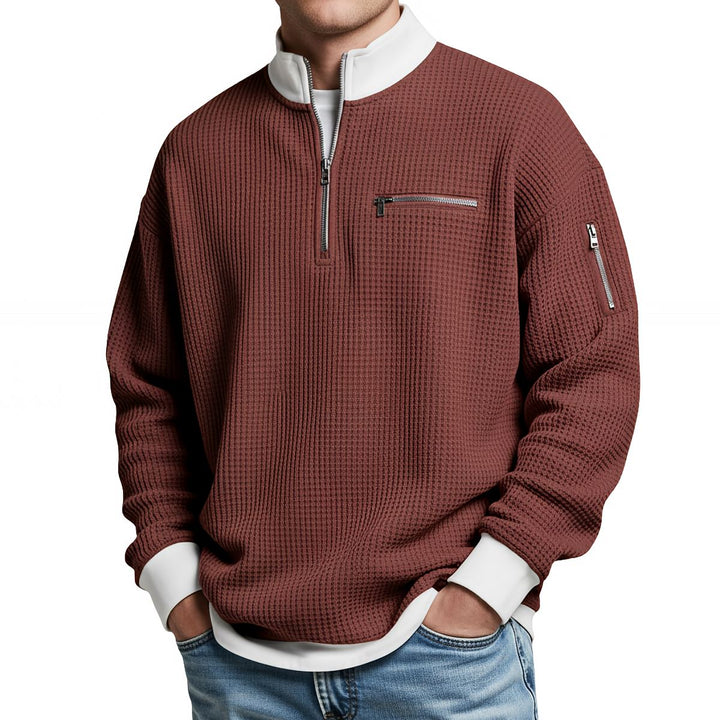 Men's Jumper | Waffle-Knit Half-Zip Jumper