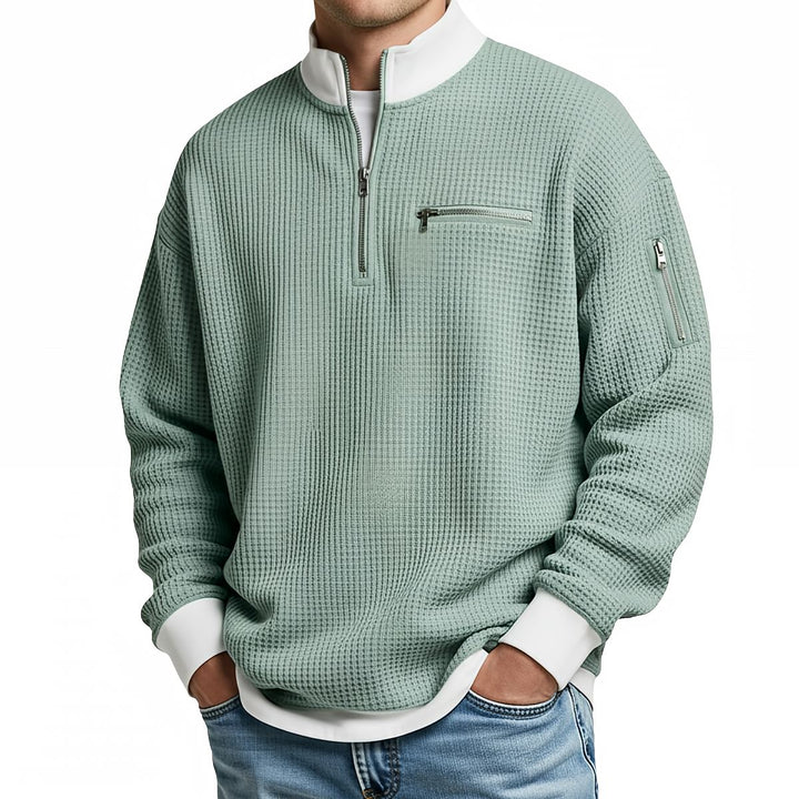 Men's Jumper | Waffle-Knit Half-Zip Jumper