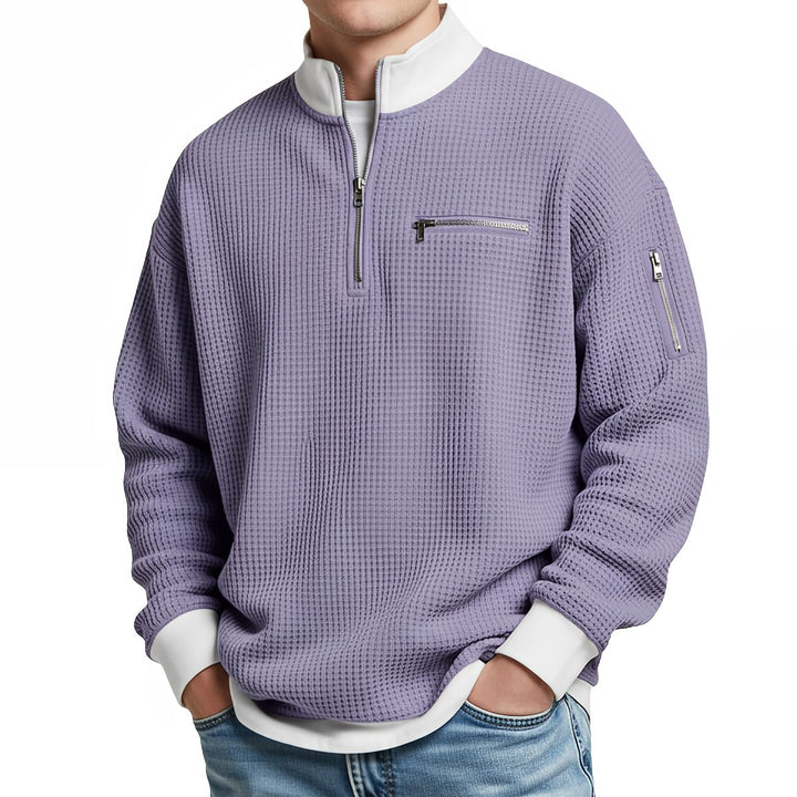 Men's Jumper | Waffle-Knit Half-Zip Jumper