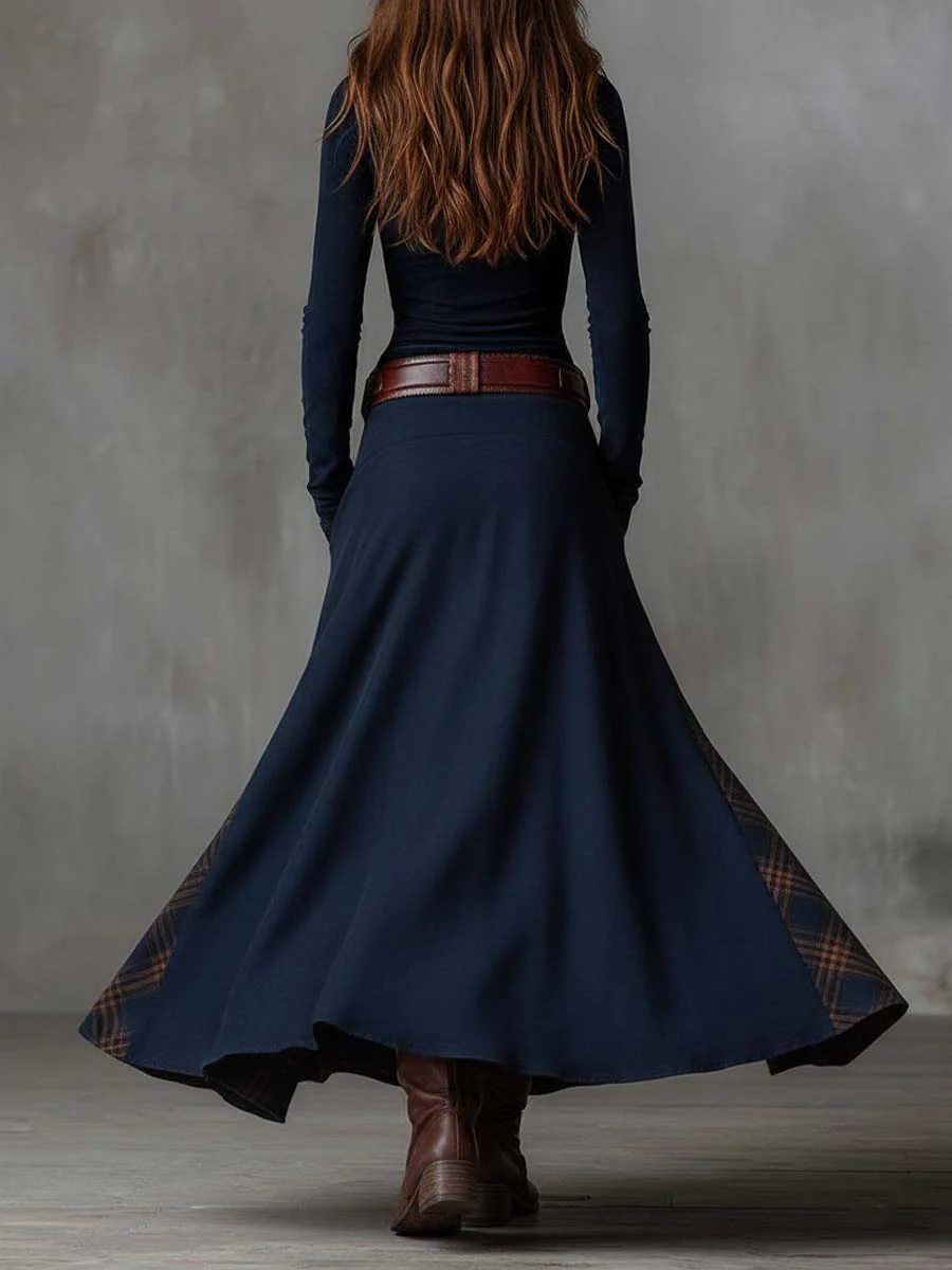 Élise | Belted Suede Maxi Dress